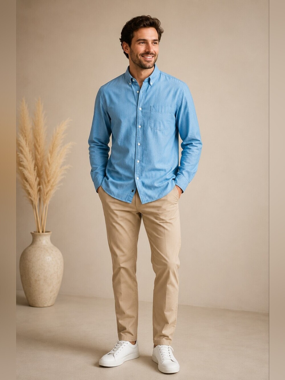 Club Room Blue Button Down Shirt XL Men Long Sleeve Cotton Casual Dress Shirt